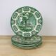 6 green English ironstone plates