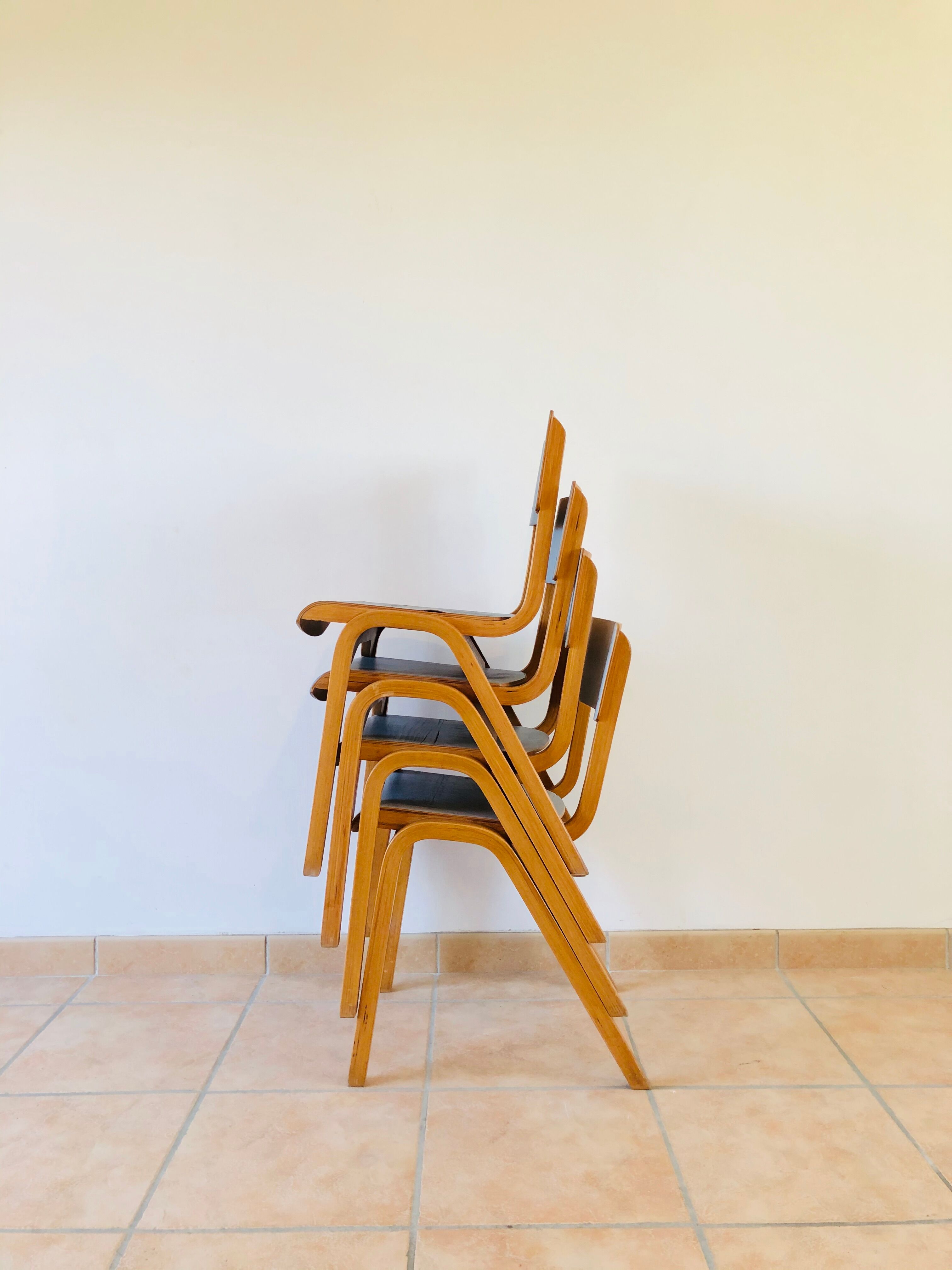 Set of 4 vintage chairs shade of 1960 grey