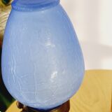 Lampe en pâte de verre bleu craquelée