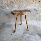 Tabouret bois brutaliste chêne