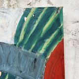 Vintage collage painting on canvas 1970