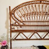 Peacock headboard in vintage rattan