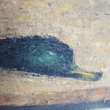 Ancien tableau nature morte signé & encadré : je bastel