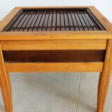 Petite table de salon, table basse bois bambou et verre, table indonésienne
