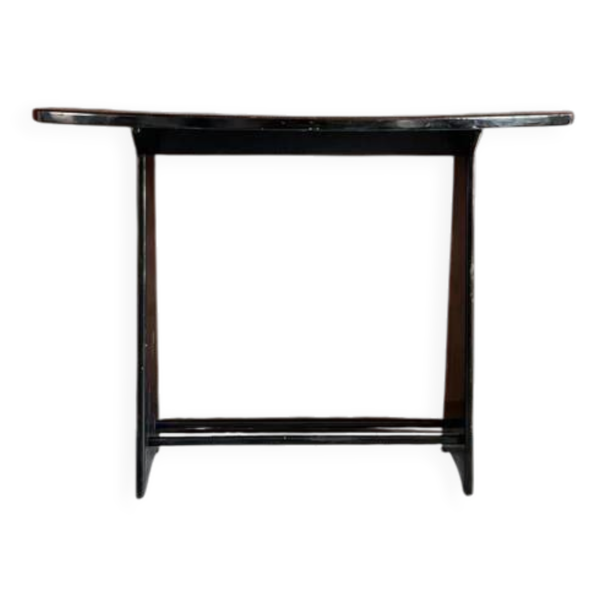 Console demi-lune vintage en bois laqué noir