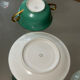 Service Art Déco de 6 tasses à double anses en porcelaine de Limoges