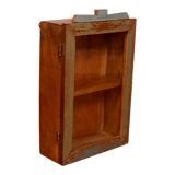 Original polychrome patina Burmese teak wall showcase / 2 rear hangers for wall mounting