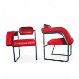 2 chaises en cuir rouge par Eileen Gray pour Alivar