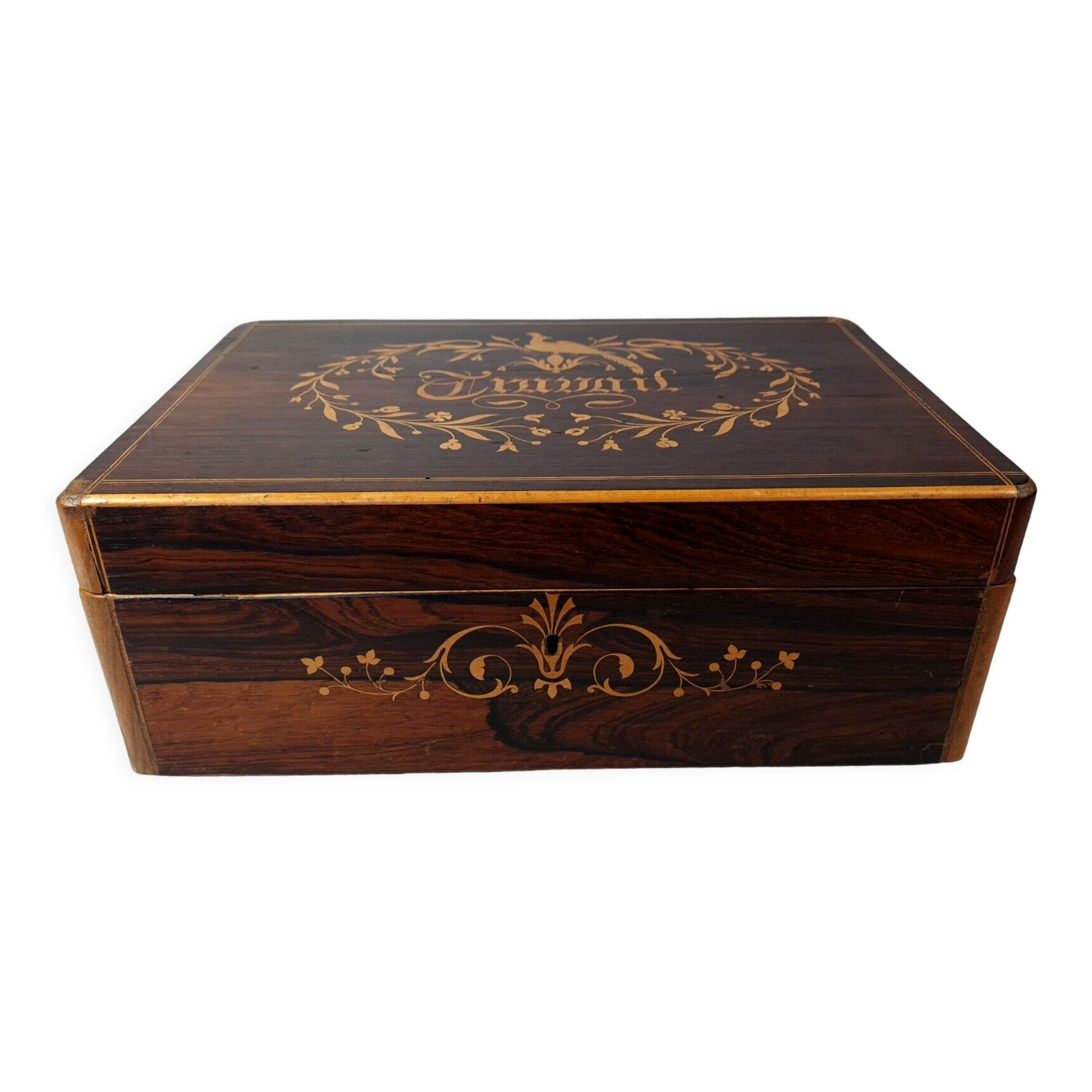 Old book box or mail inlaid decoration "work" sb