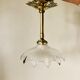 Art Deco pendant lamp brass rose window and diamond glass dome