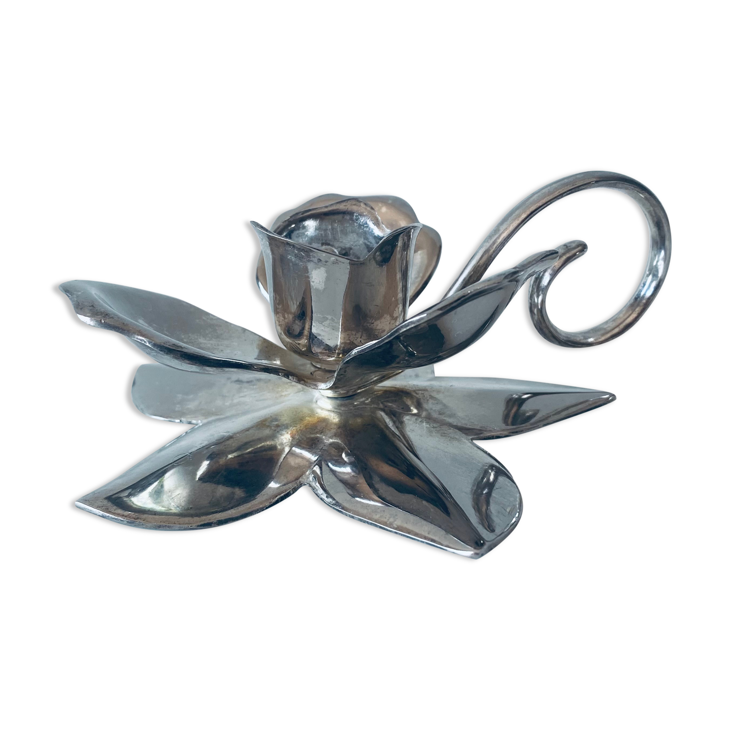 Silver flower candle holder