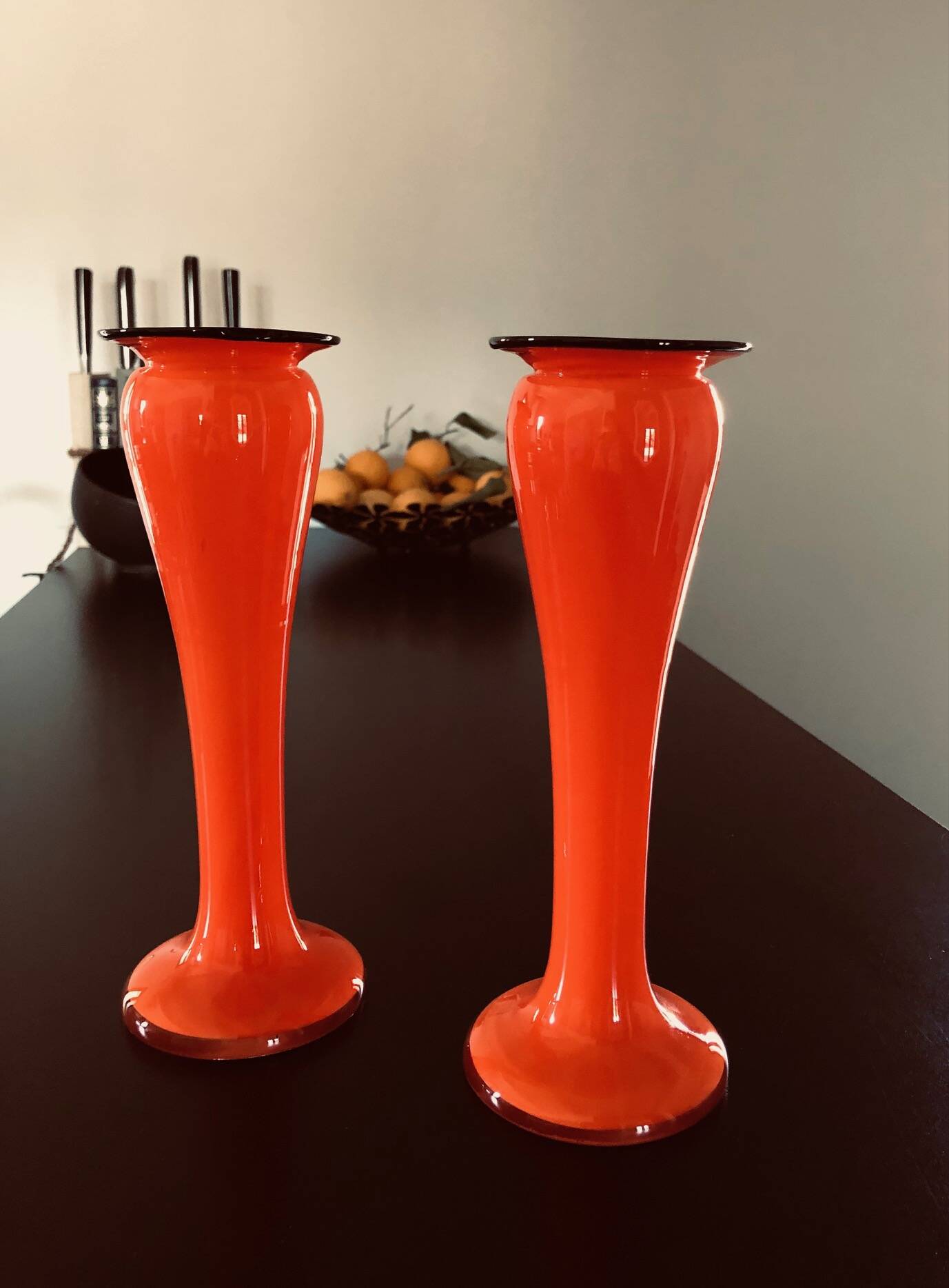 Pair of narrow-necked (or tulip-shaped) vases, 1970s