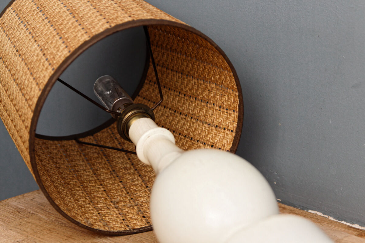 Turned wooden lamp, design Philippe Capelle