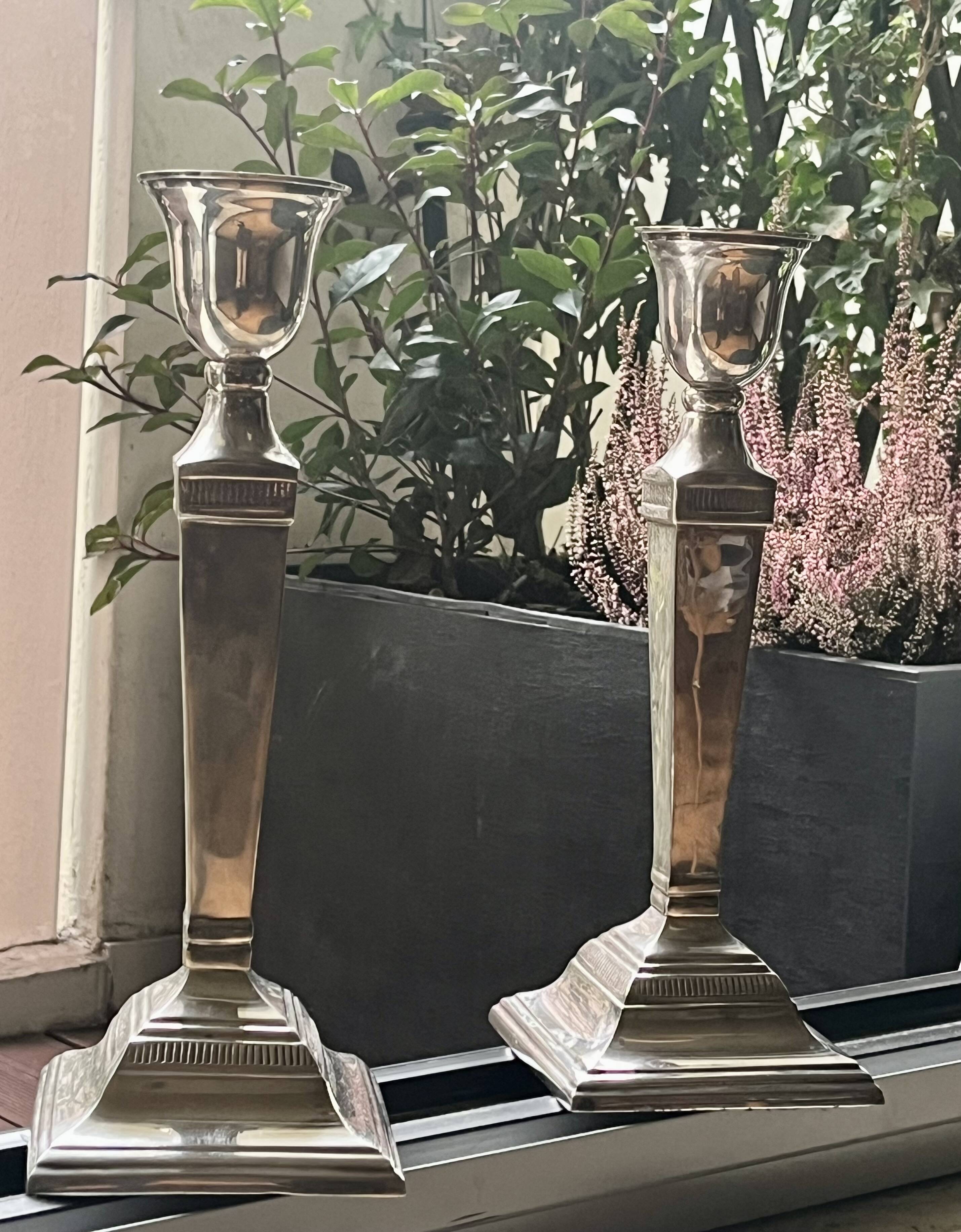 Pair of candlesticks - Silver-plated - Very good condition