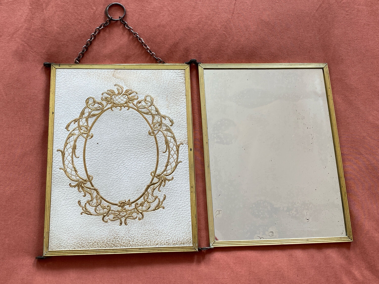 Antique Triptych Mirror
