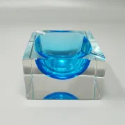 1960s stunning blue ashtray or catchall by Flavio Poli for Seguso. Made in Italy
