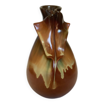 Vase céramique col de chemise plissé