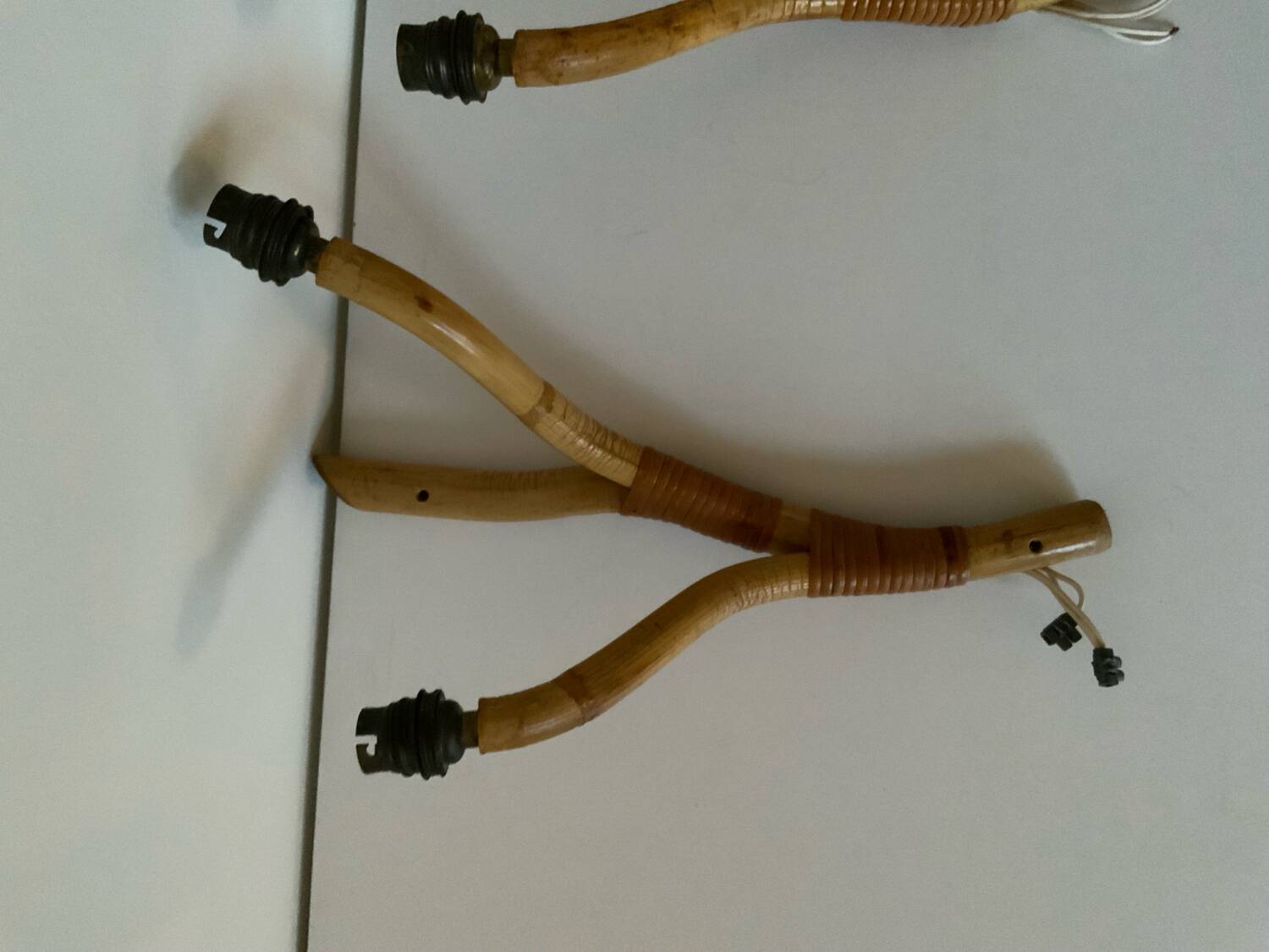 Rattan wall light trio