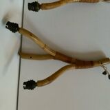 Rattan wall light trio