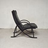 Black leather armchair and canning