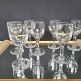 7 antique stemmed glasses made of blown glass – 1930s–1950s