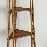 Small vintage rattan corner shelf 60's