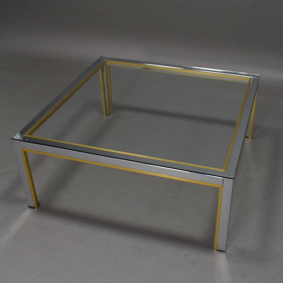 Italian chrome and gold coffee table, 1970s