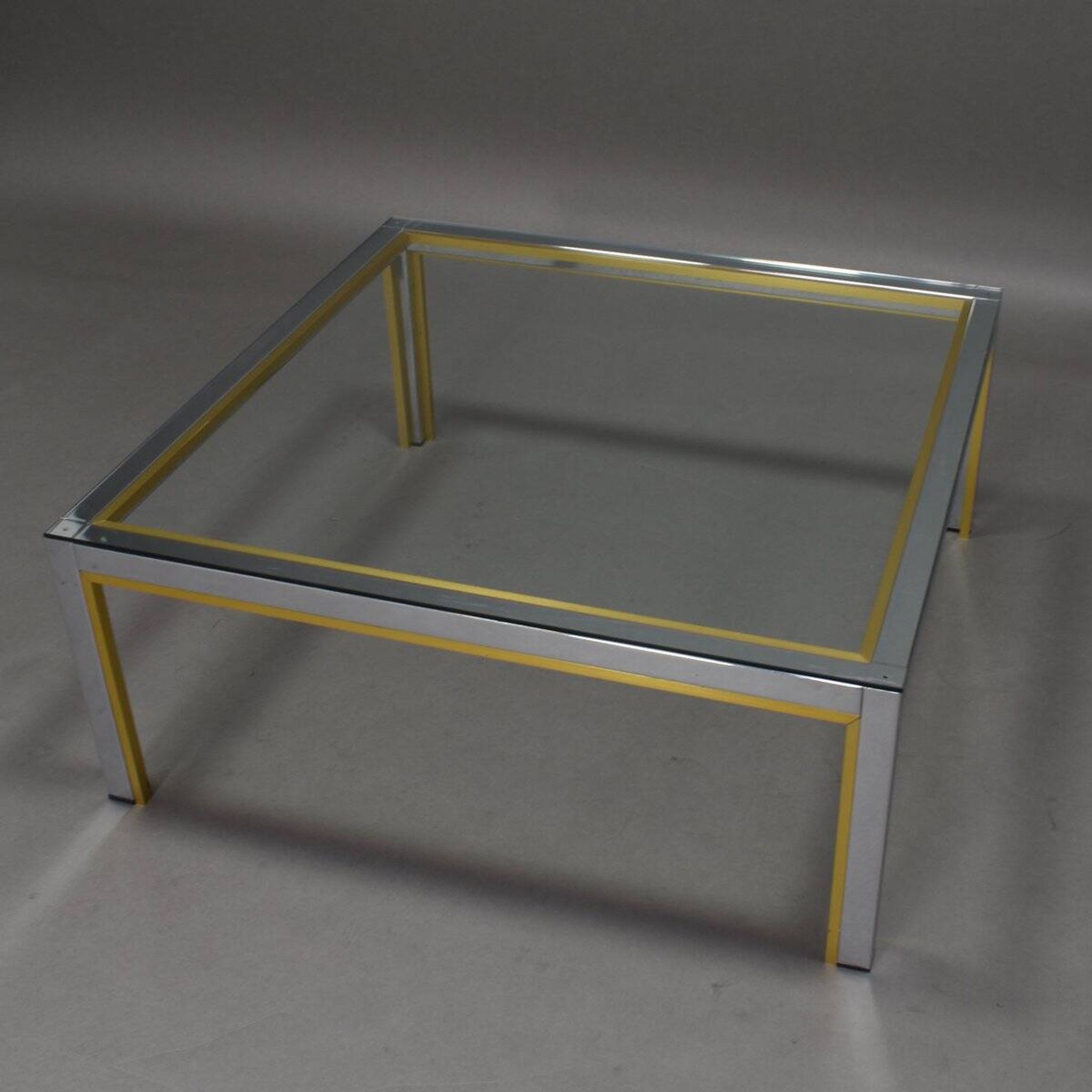 Table basse en chrome et or italienne, années 1970