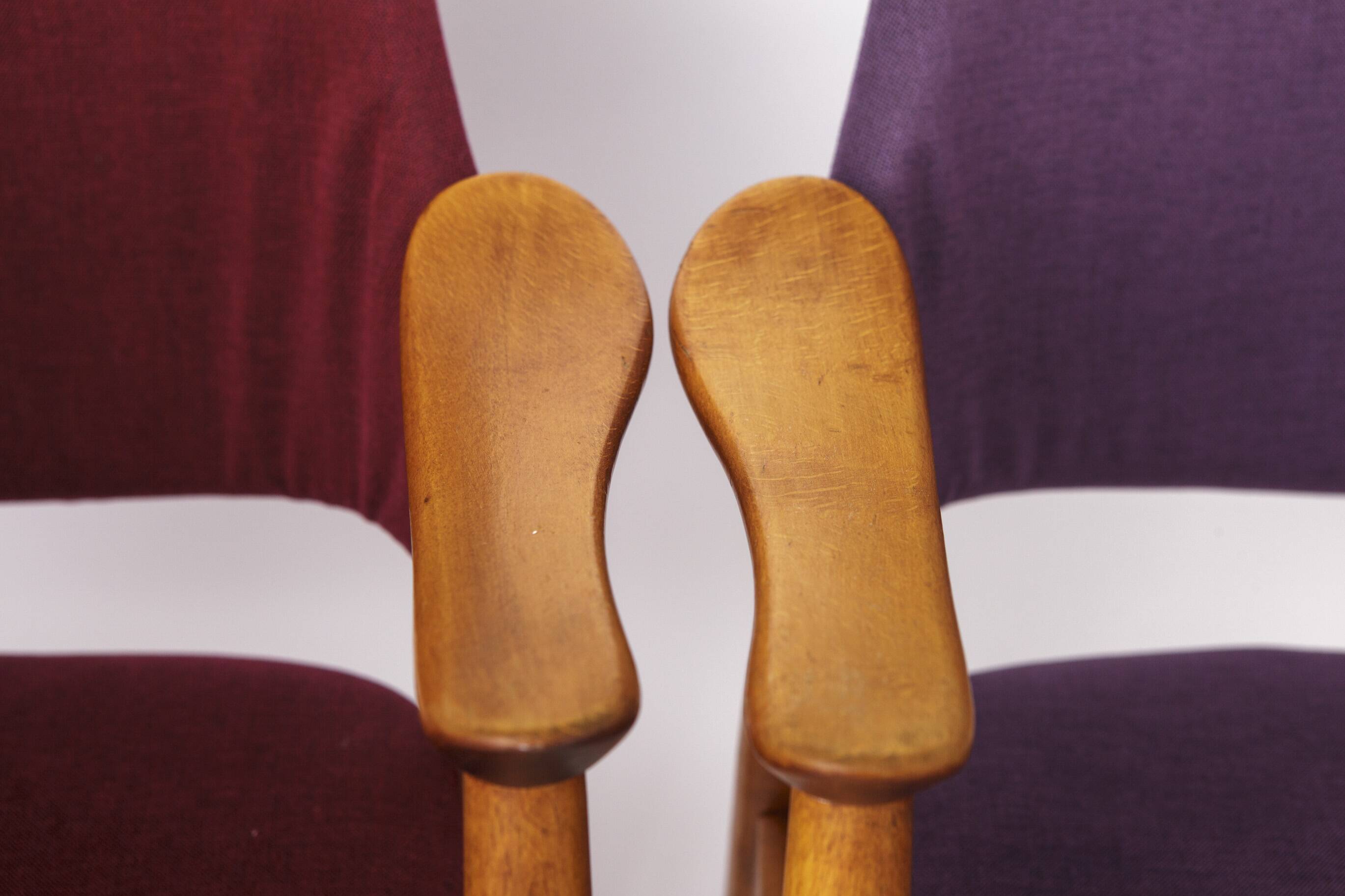 Vintage Lounge Chairs Set of 4, Germany 1960s, Beech Wood, Newly Upholstery