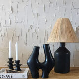 Organic shape vase in black tadelakt