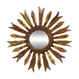 Vintage Wooden Sun Mirror Sunburst Gold Fifties 52cm