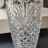 Vintage Bohemian Crystal Vase. Stylish geometric patterned design. Boho-chic. High 24.5 cm
