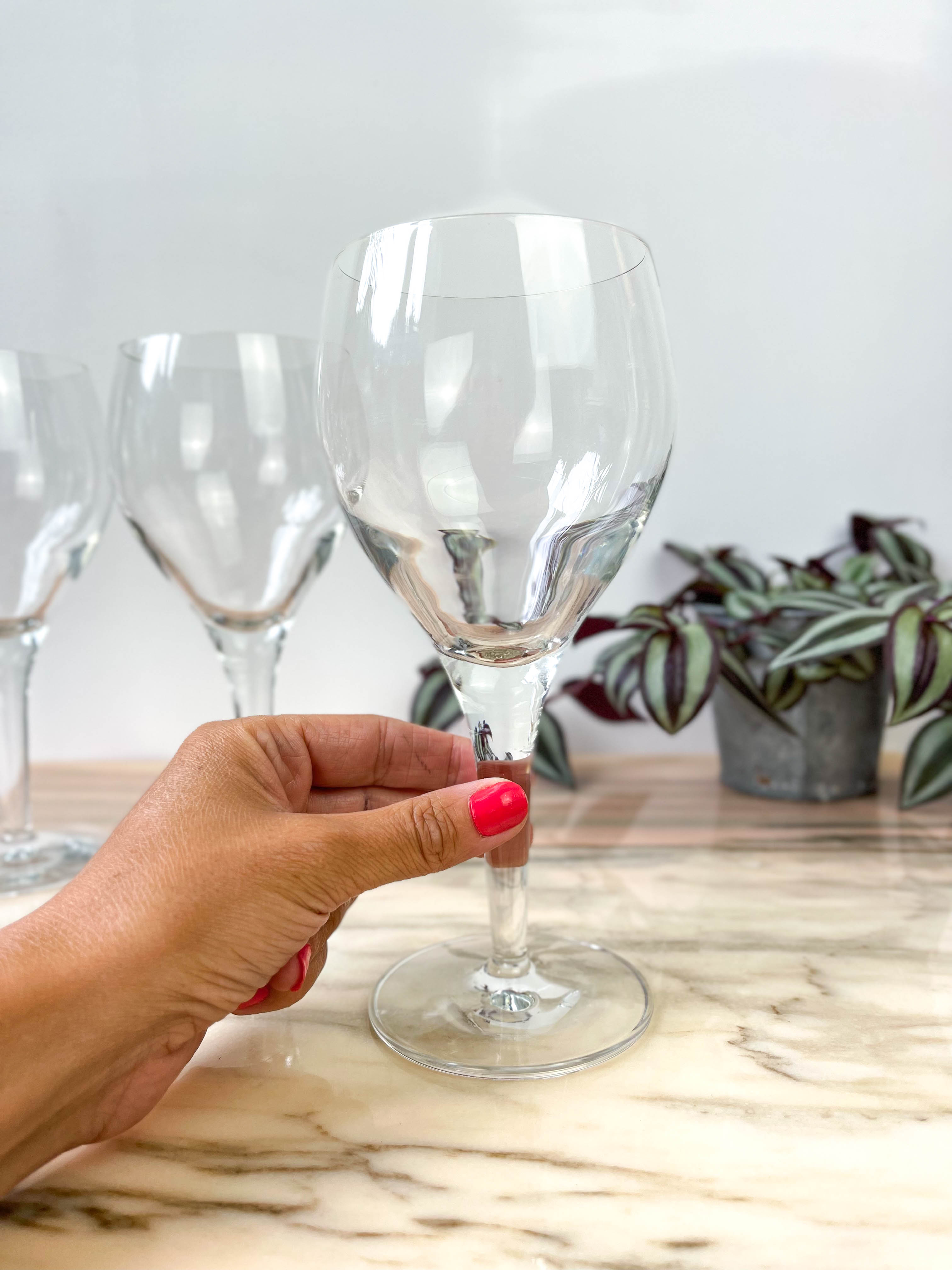 6 vintage crystal water glasses