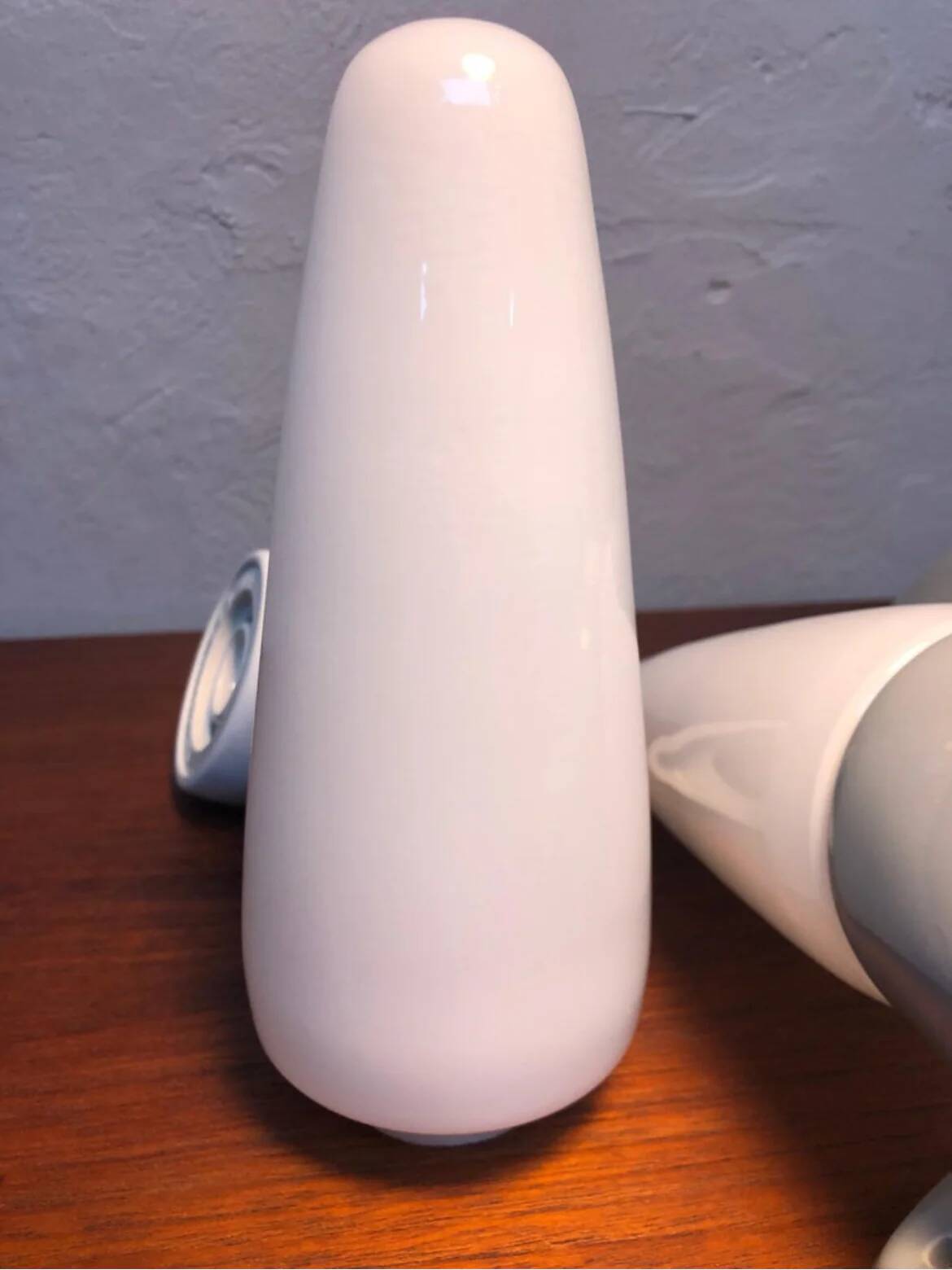 Vintage Ifö of Sweden ceramic bathroom lamps with opaline shades from the 1960s