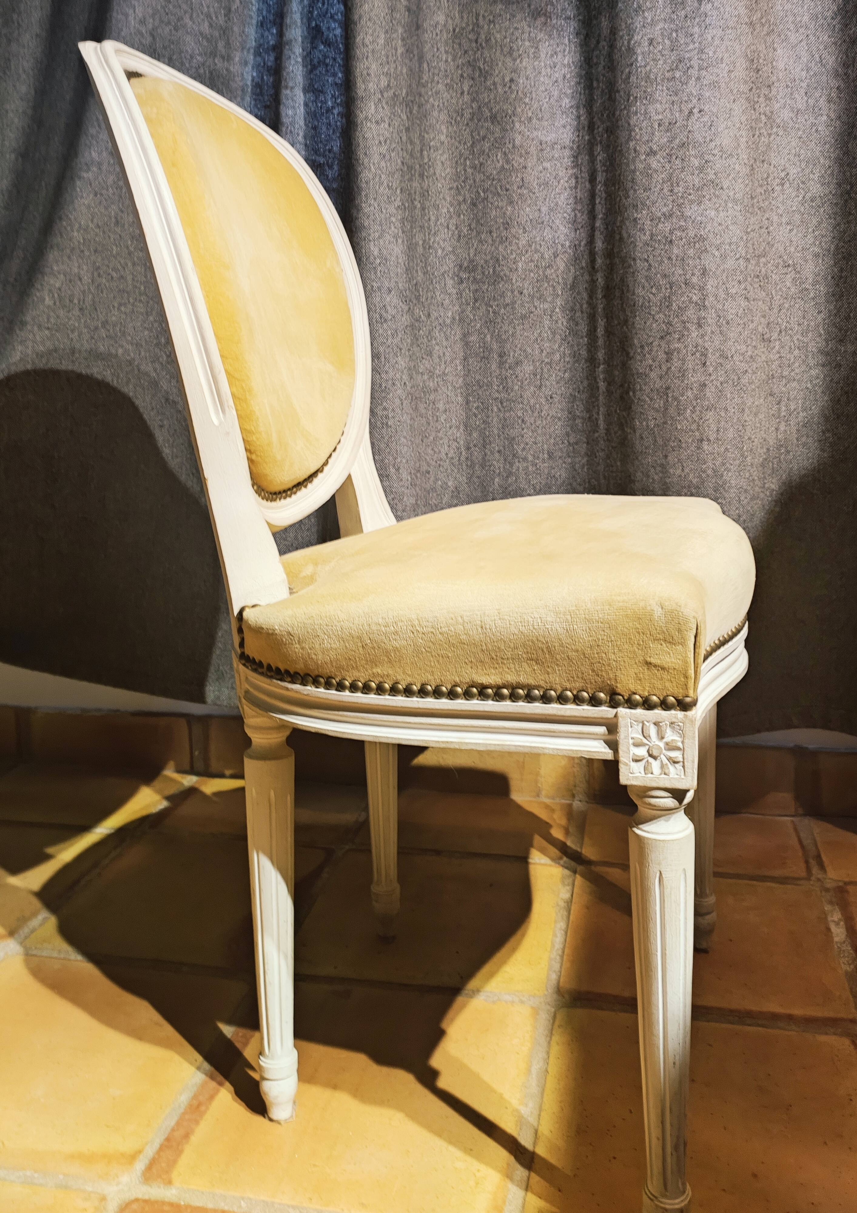 Set of two modern Louis XVI style medallion chairs