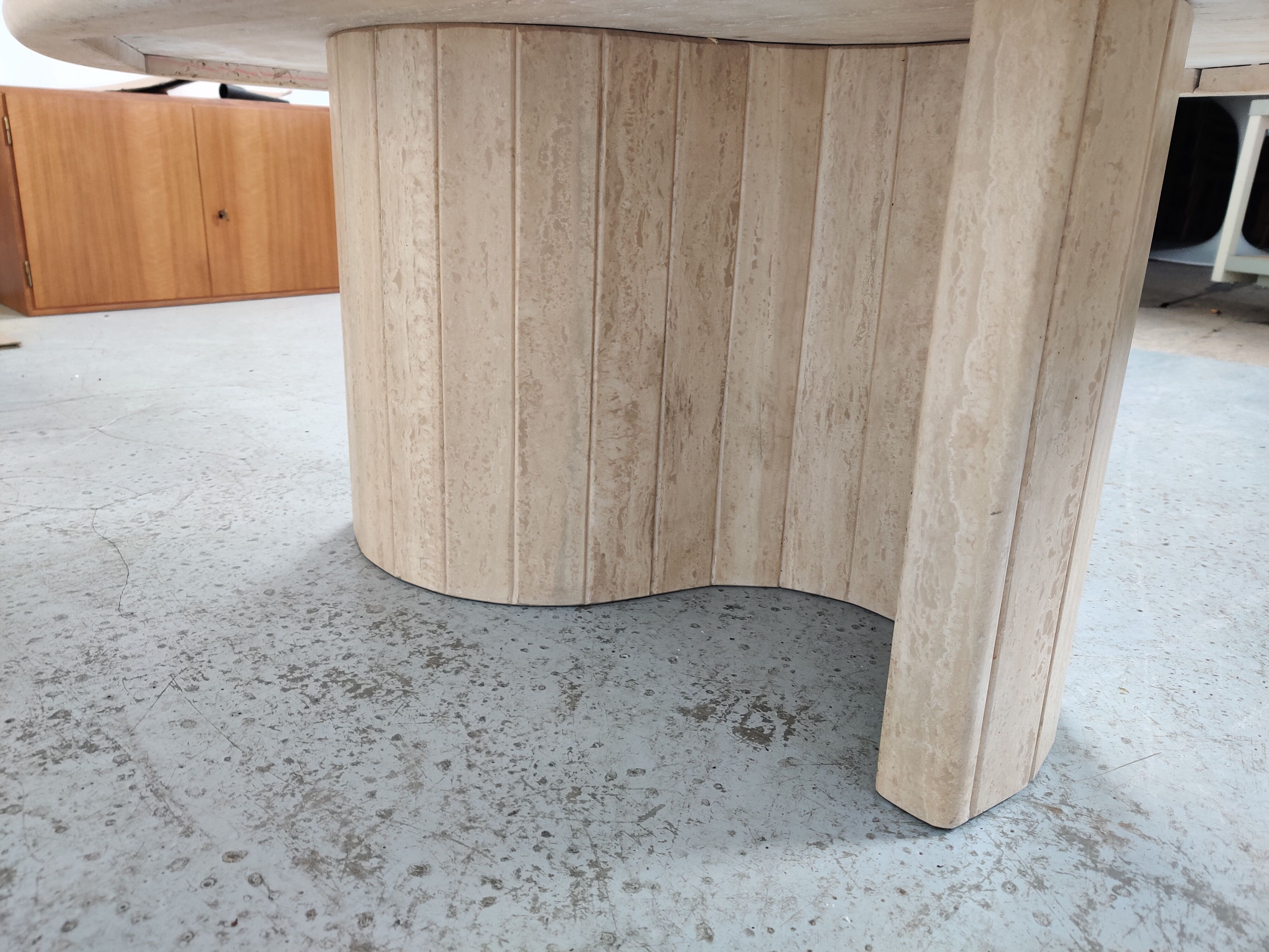 Oval travertine coffee table, 80s