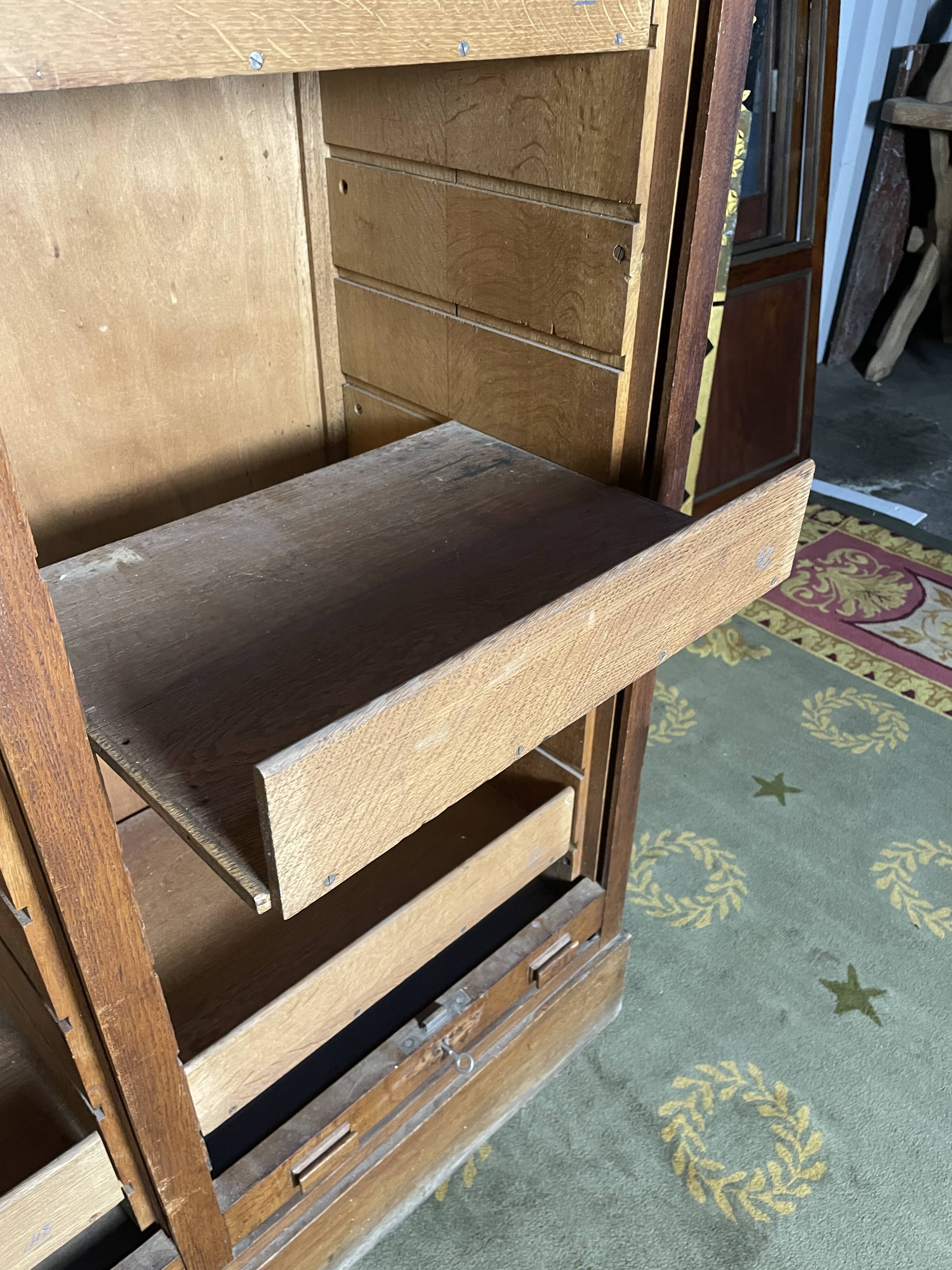 Solid oak notary double curtain filing cabinet 1900