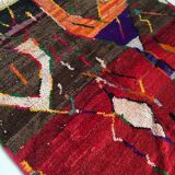 Moroccan Berber carpet Boujaad red and brown with colorful patterns 252x156cm