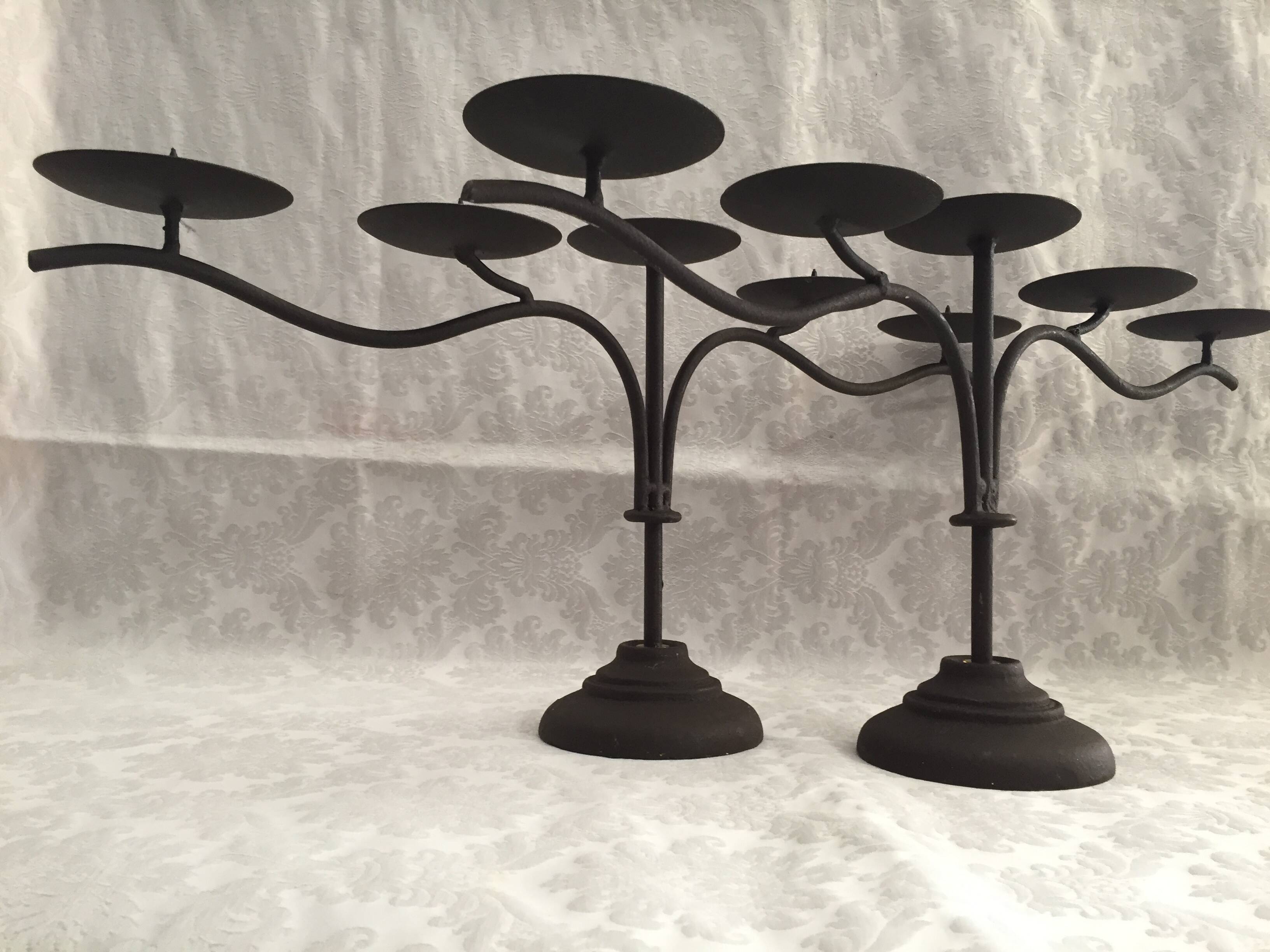 Pair of candle holders candlesticks candelabras cast iron candlesticks
