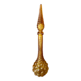 Italian Empoli carafe in amber brown bubbled glass. 1970s.