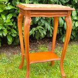 Louis XV style pedestal table/harness in solid cherry topped with marble