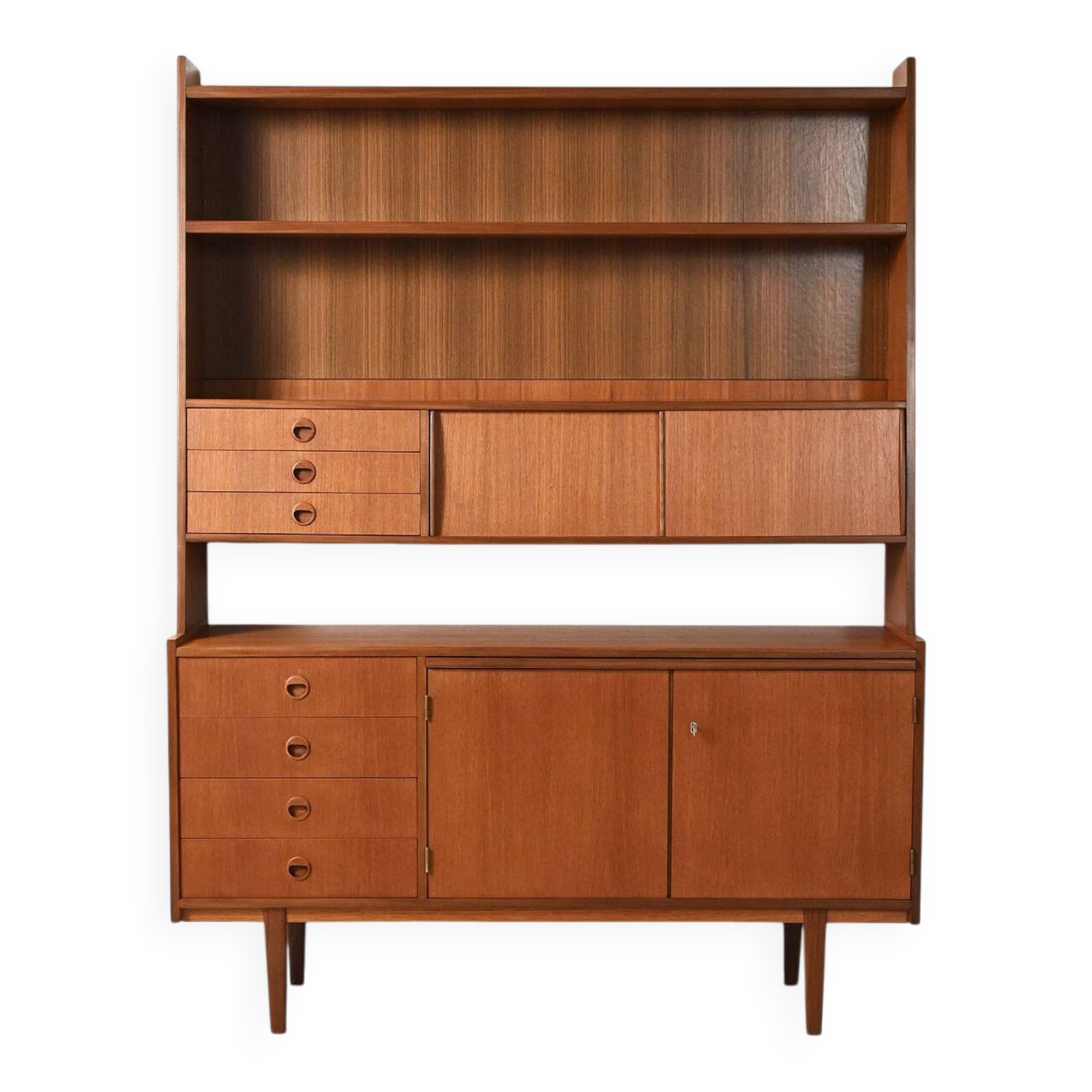 Sideboard with bookcase in teak and mahogany