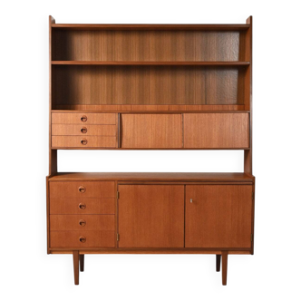 Sideboard with bookcase in teak and mahogany