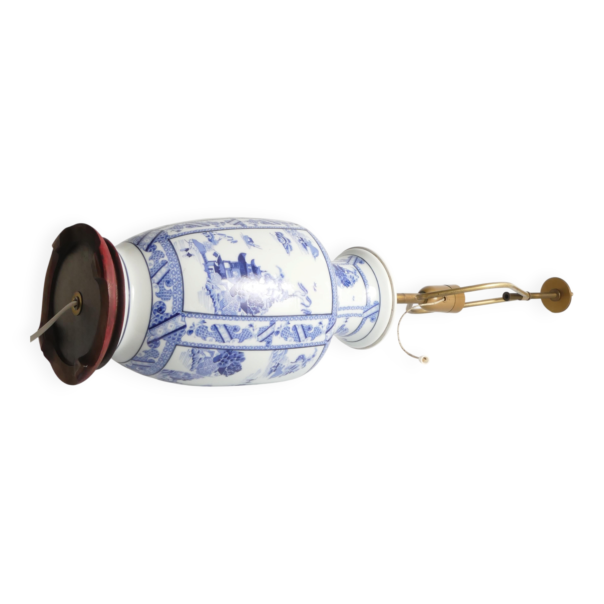 French Blue & White Willow Porcelain Table Lamp, by Louis Drimmer, Limoges