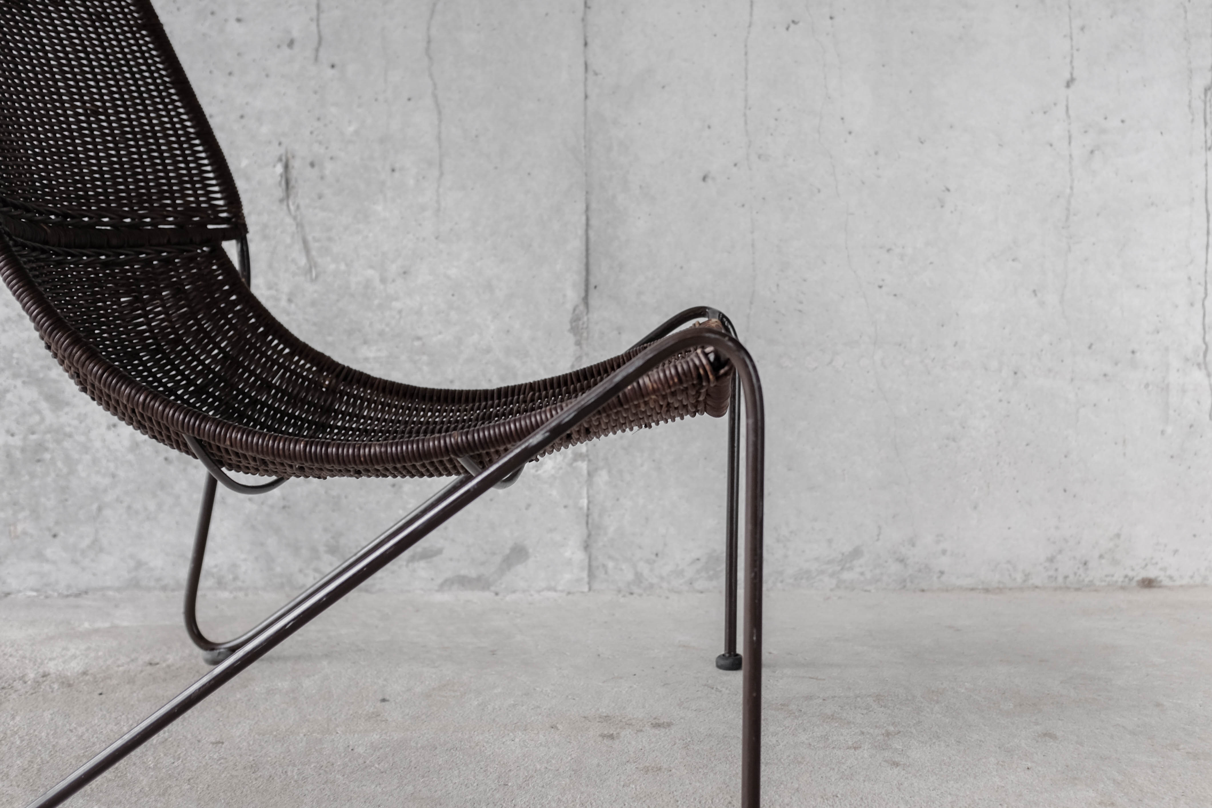 Frederick Weinberg USA rattan armchair and metal structure, 1950