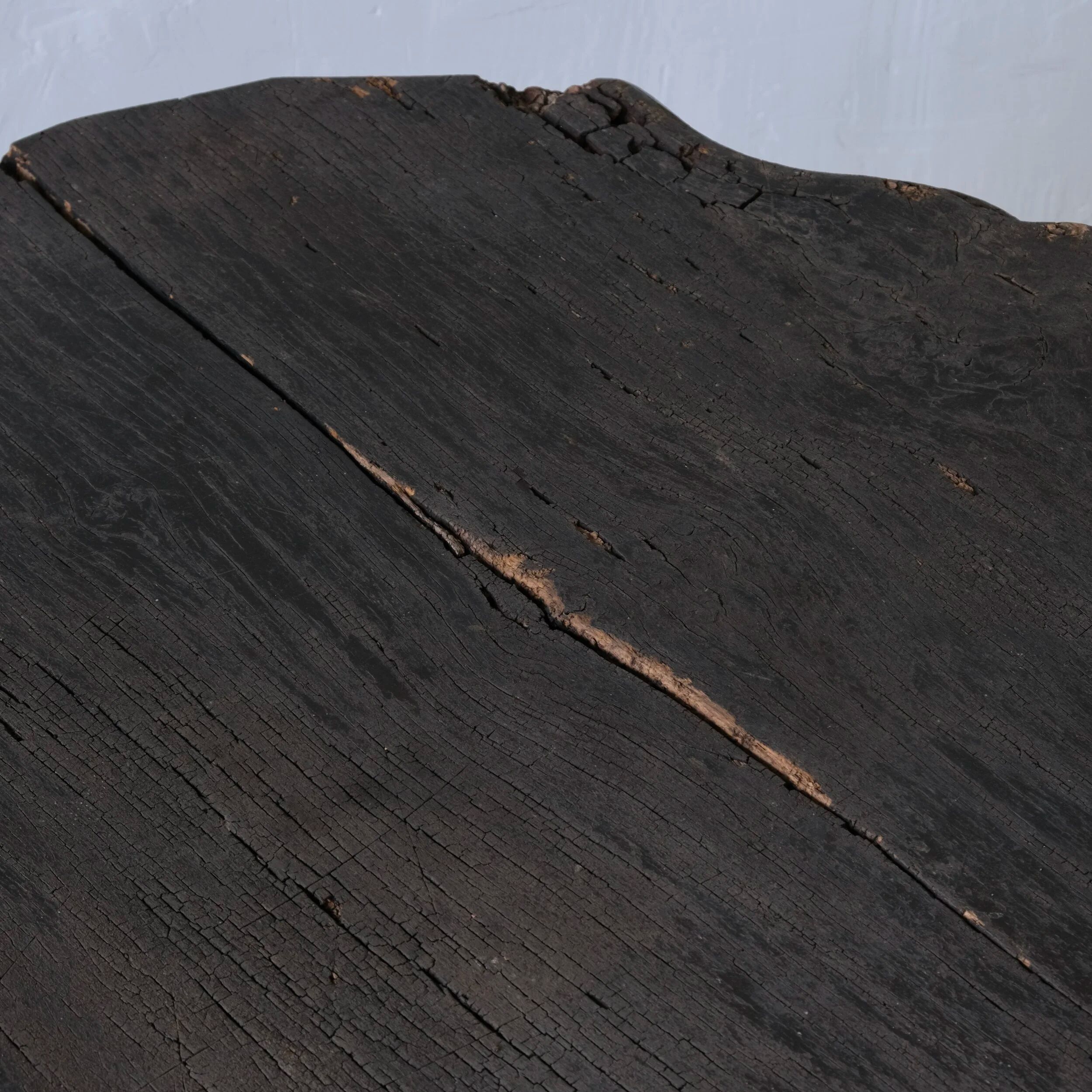 Wabi-sabi rustic dark wood side table | Belgium | Vintage