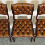 Chesterfield Leather Dining Chairs, Set of 6