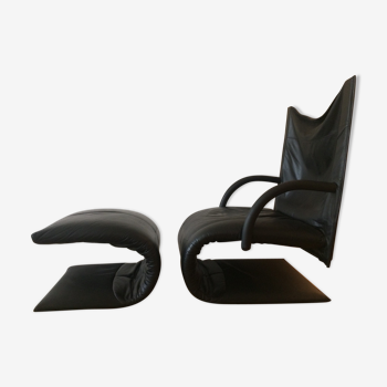 Zen leather chair high quality, designer Claude Brisson, line Roset
