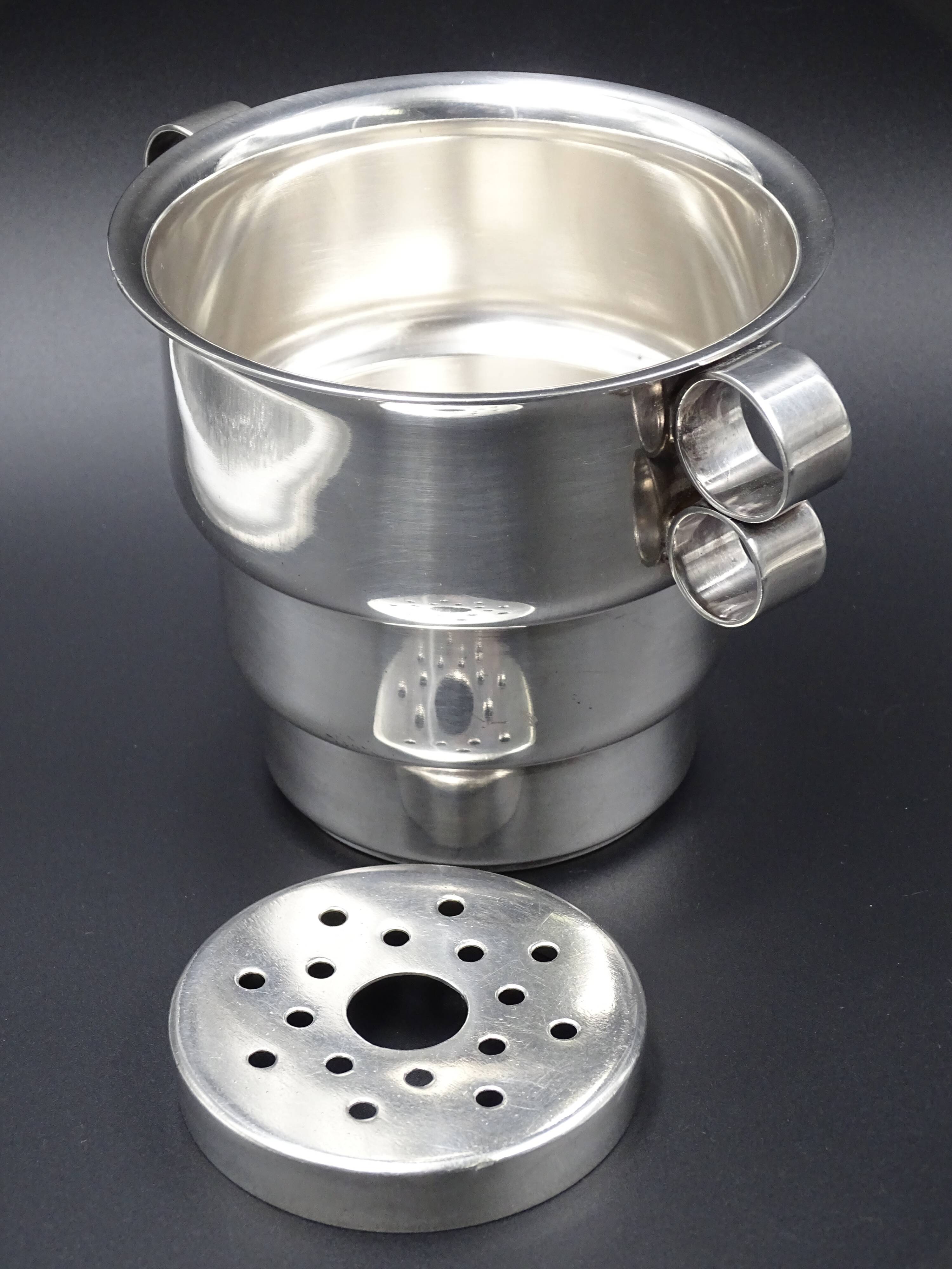 Silver metal ice bucket circa 1950