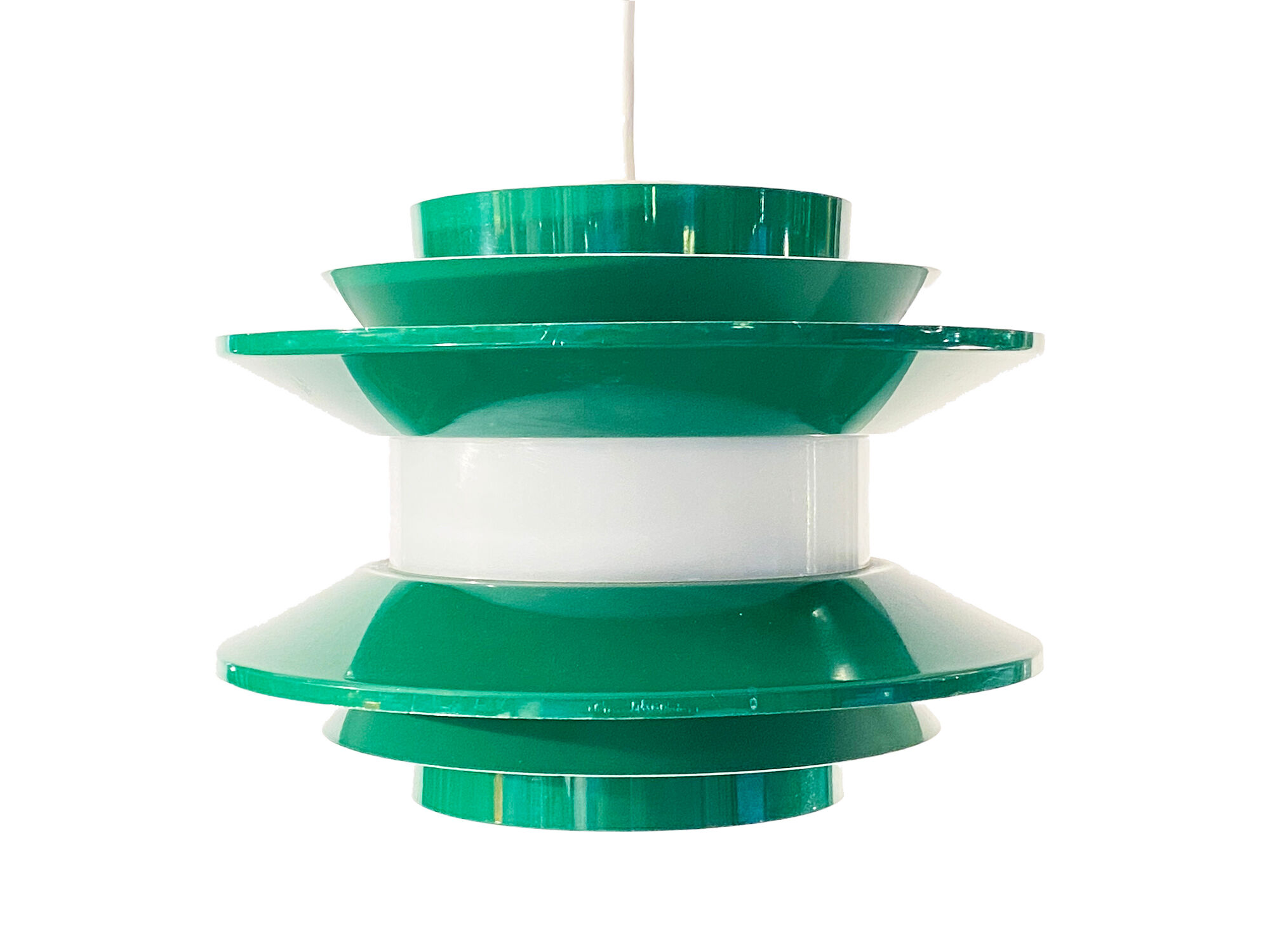 Pendant light "Trava" green version by Carl Thore for Granhaga Metallindustri. Sweden 1970s